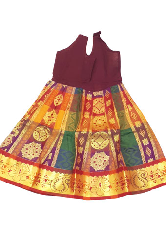 Pattu Pavada Skirt with Lining Body